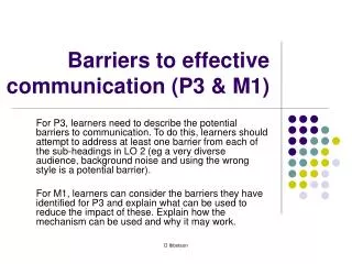 Barriers to effective communication (P3 &amp; M1)