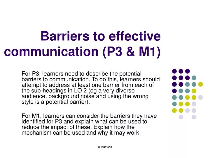barriers to effective communication p3 m1