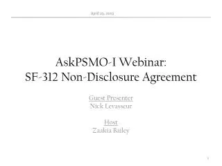 AskPSMO -I Webinar: SF-312 Non-Disclosure Agreement