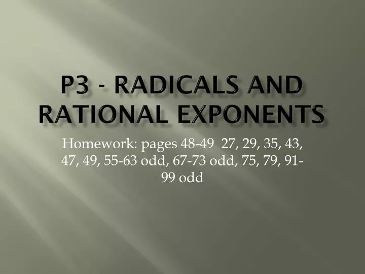 p3 radicals and rational exponents