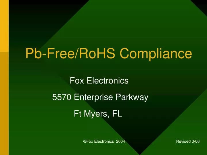 pb free rohs compliance