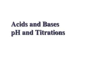 Acids and Bases pH and Titrations