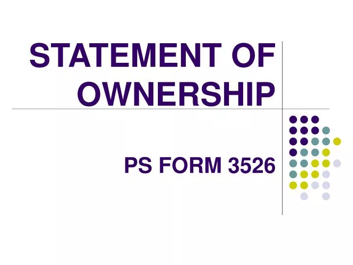 statement of ownership ps form 3526