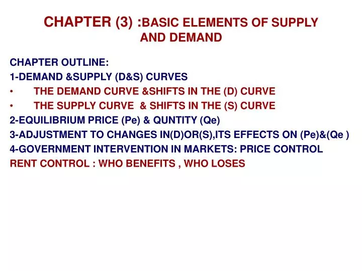 chapter 3 basic elements of supply and demand