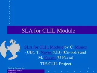 SLA for CLIL Module