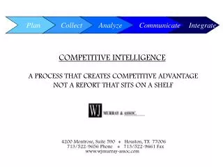 COMPETITIVE INTELLIGENCE A PROCESS THAT CREATES COMPETITIVE ADVANTAGE