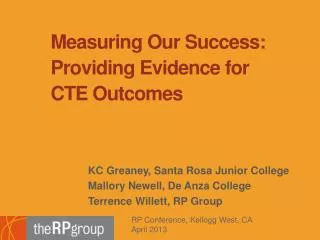 Measuring Our Success: Providing Evidence for CTE Outcomes