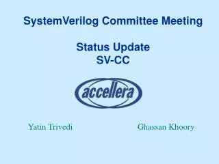 SystemVerilog Committee Meeting Status Update SV-CC