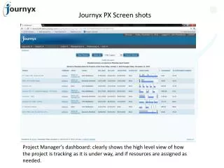 Journyx PX Screen shots