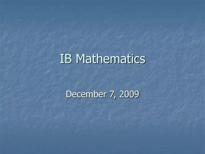 ib mathematics