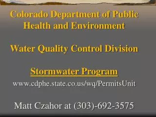 Basis for Water Quality Permitting