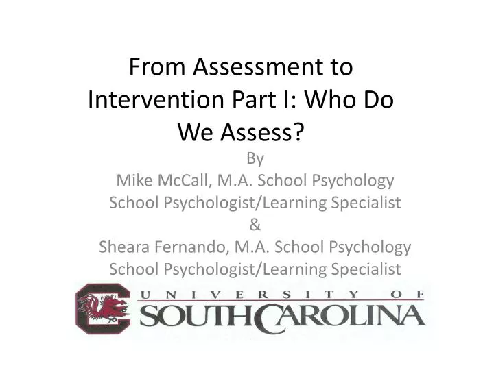 from assessment to intervention part i who do we assess