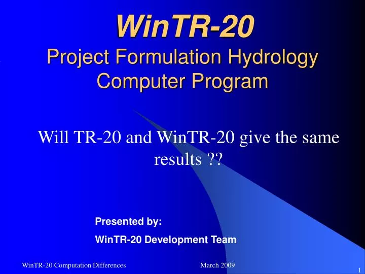 wintr 20 project formulation hydrology computer program