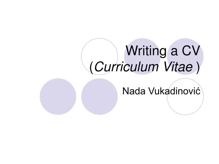 writing a cv curriculum vitae