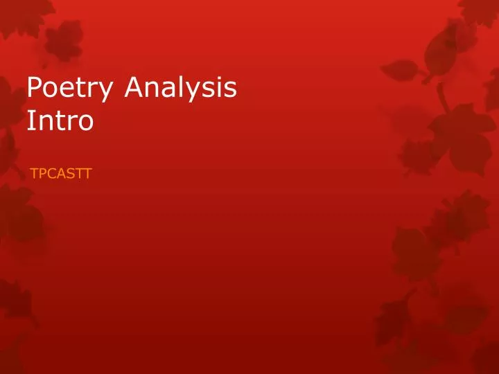 poetry analysis intro