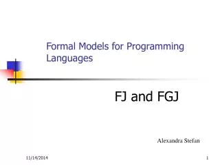 Formal Models for Programming Languages