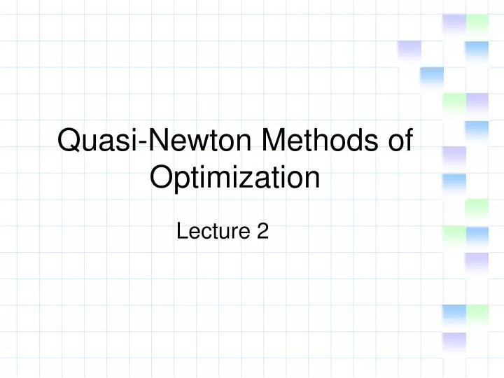 quasi newton methods of optimization
