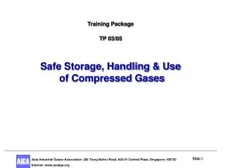 Training Package TP 03/05 Safe Storage, Handling &amp; Use of Compressed Gases