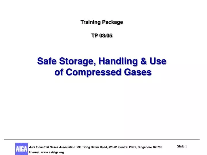 training package tp 03 05 safe storage handling use of compressed gases