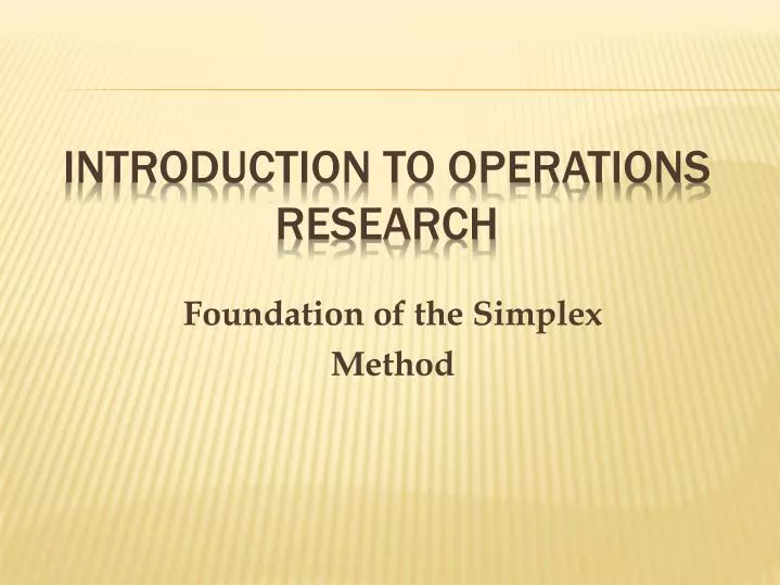 foundation of the simplex method