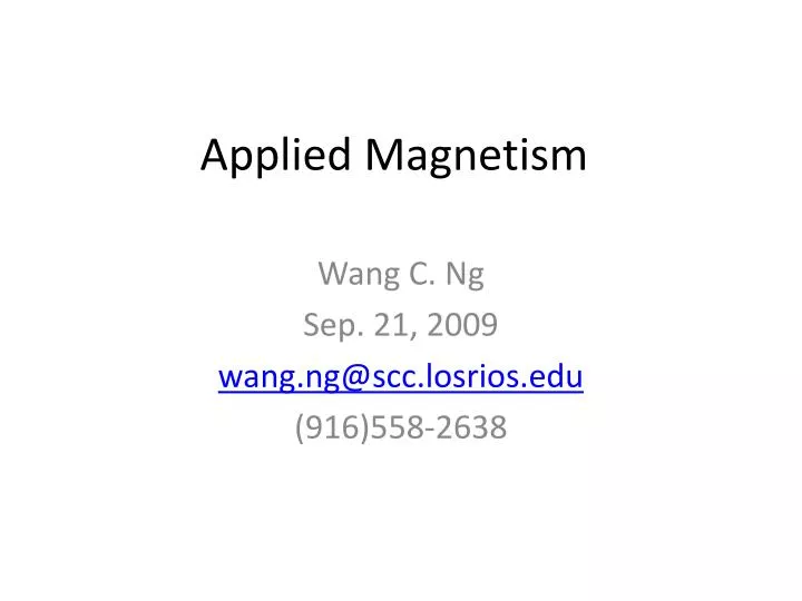 applied magnetism