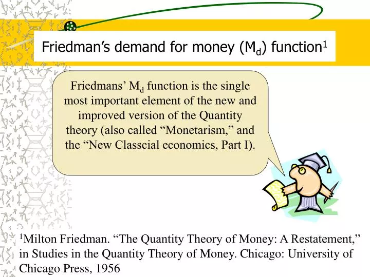 friedman s demand for money m d function 1