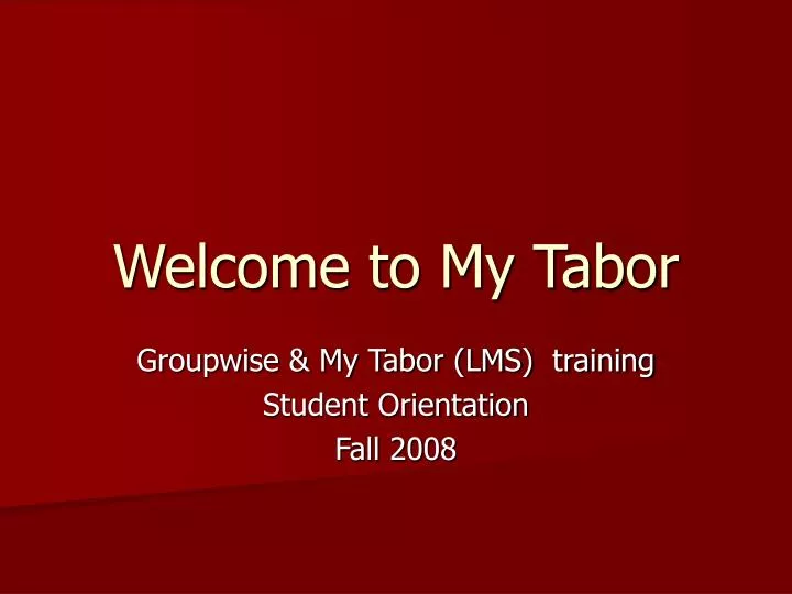 welcome to my tabor