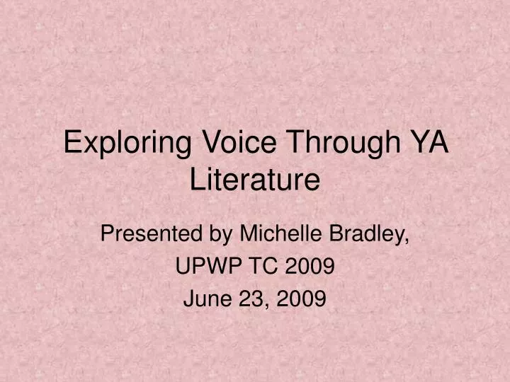 exploring voice through ya literature