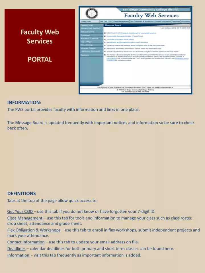 faculty web services portal