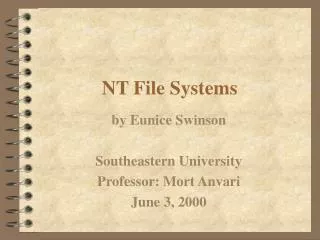 NT File Systems