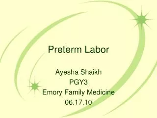 Preterm Labor