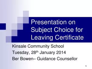 Presentation on Subject Choice for Leaving Certificate