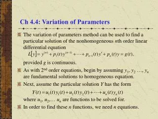 Ch 4.4: Variation of Parameters