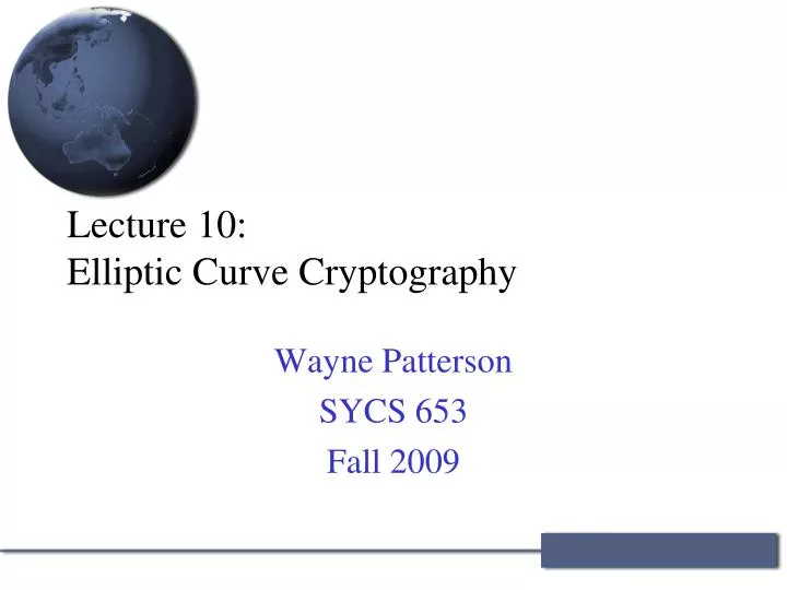 lecture 10 elliptic curve cryptography