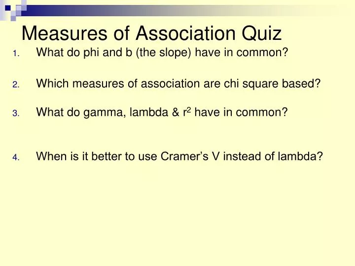 measures of association quiz