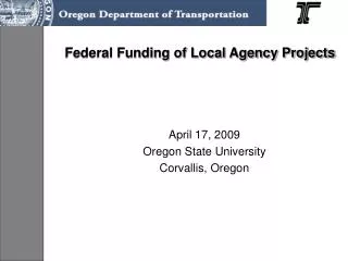 Federal Funding of Local Agency Projects