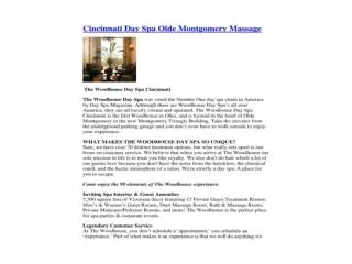Cincinnati Day Spa Olde Montgomery Massage