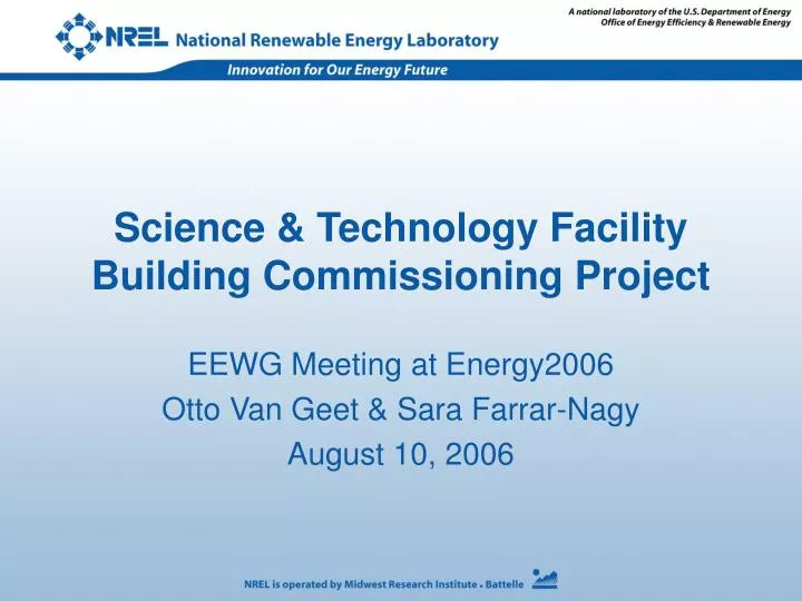 science technology facility building commissioning project
