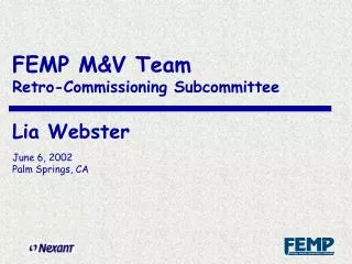 M&amp;V Team Retro-commissioning subcommittee