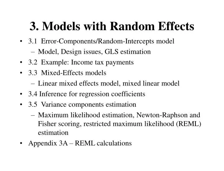 3 models with random effects