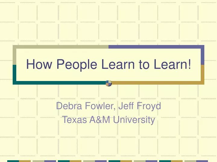 how people learn to learn
