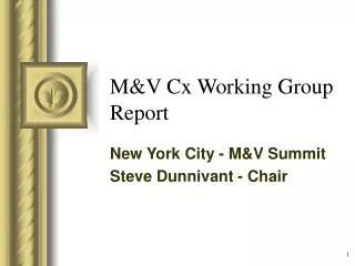 M&amp;V Cx Working Group Report