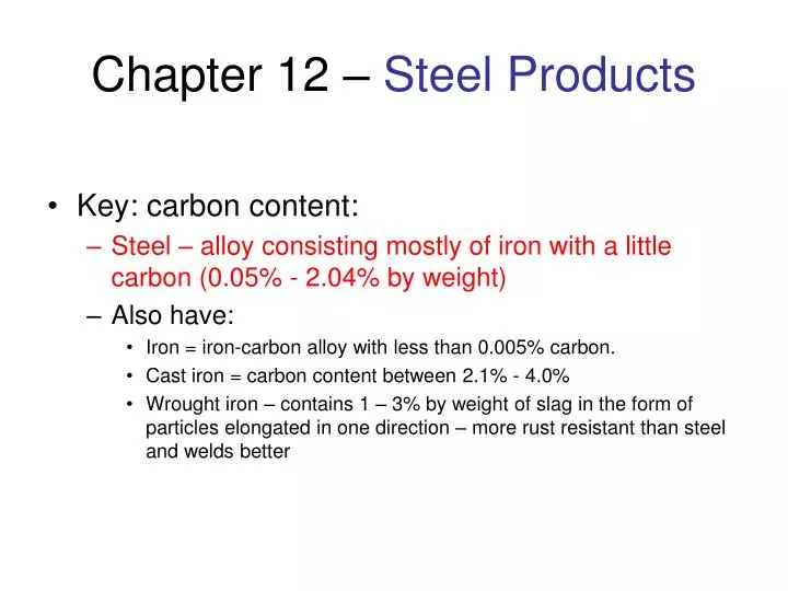 chapter 12 steel products