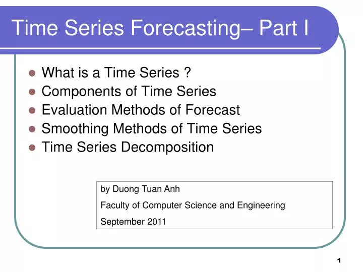 time series forecasting part i
