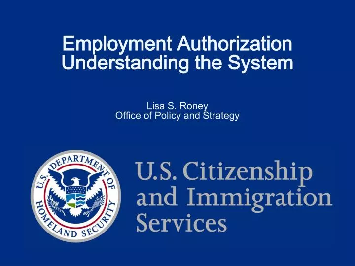 employment authorization understanding the system lisa s roney office of policy and strategy