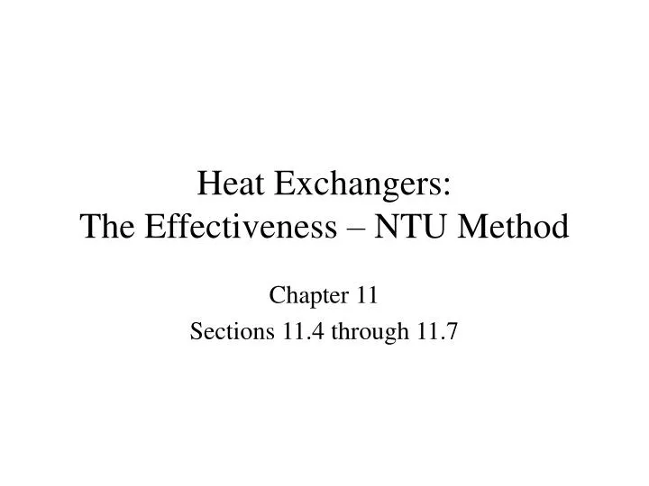 heat exchangers the effectiveness ntu method