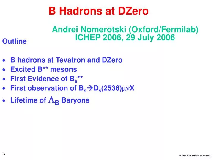 andrei nomerotski oxford fermilab ichep 2006 29 july 2006