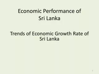 Economic Performance of Sri Lanka