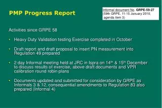 PMP Progress Report