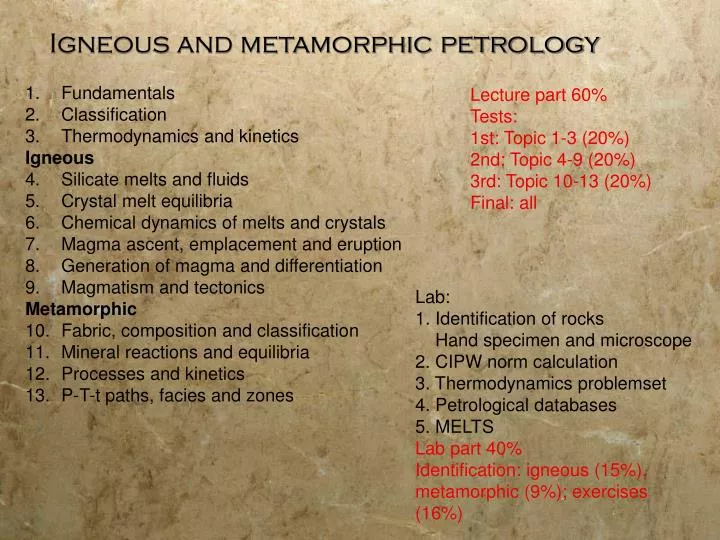 igneous and metamorphic petrology